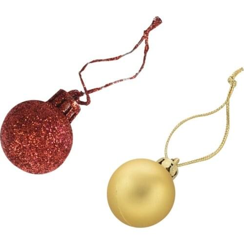 48Pcs Chic Christmas Baubles Tree Plain Glitter XMAS Ornament Ball Decoration Gold & Red