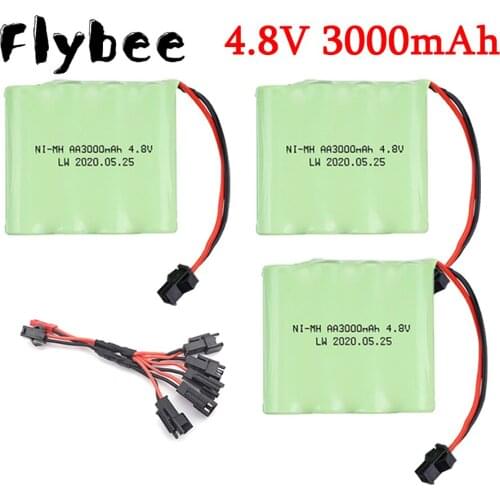 4.8v NiMH Battery with 4.8V Charger For Rc toys Cars RC Tanks RC Robots RC Boats RC Guns Ni-MH AA 4.8V 3000mah Battery Pack