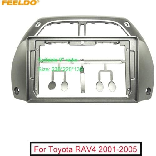 FEELDO Car 2Din Audio Face Plate Fascia Frame For Toyota RAV4 01-05 9" Big Screen Radio Stereo Panel Dash Mount Refitting Kit