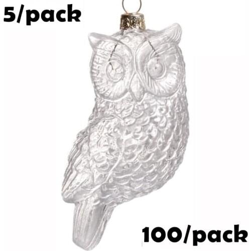 Free Shipping DIY Paintable Christmas Xmas Decoration Ornament/Ball 110*50mm Glass Owl, 100/Pack