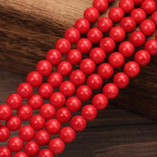 Natural Stone Beads 4 6 8 10 12mm Red Turquoises Bead Fit Diy Necklace Bracelet Fashion Jewelry Making