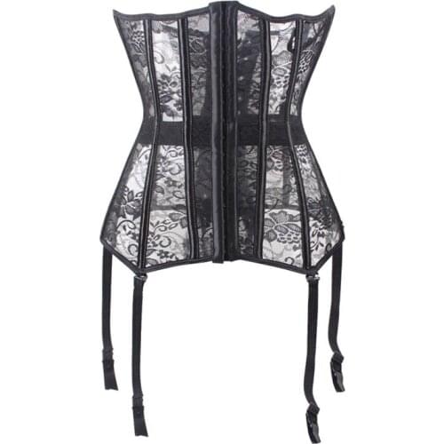 Black Sexy Corset Underwear Lace Up Bustier Top Overbust Belt Breathable Lingerie Waist Trainer Shapewear Tummy Control Shaper