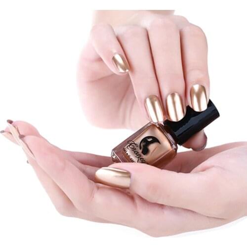 Craney 1PC 6ML Mirror Metal Nail Polish Long Lasting Metallic Nail Polish Gold Silver Nail Art Liquid