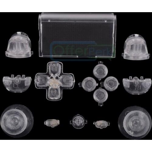 EXtremeRate Clear Full Set Buttons Kits Dpad Replacement Parts for PS4 Controller JDM-010 JDM-020