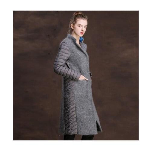 Hot Sale Winter Duck Down Patchwork Jacket Women Windbreaker New Long Warm Parkas Female Plus Size 2XL OutwearLX1015