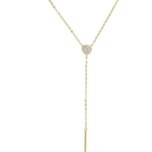 Delicate Women Necklace Y Lariat Necklace 2019 tiny Dainty Gold single cz with gold link Chain Choker Necklace high quality