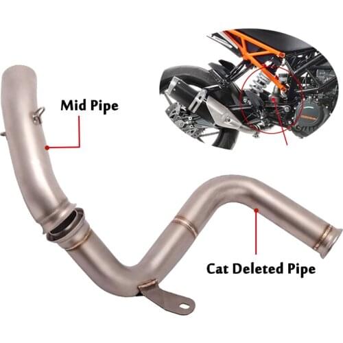 Motorcycle Exhaust Catalyst Deleted Pipe Mid Link Tube Slip On 51mm Modified For Duke 125 250 390 RC390 2017 2018 2019 2020