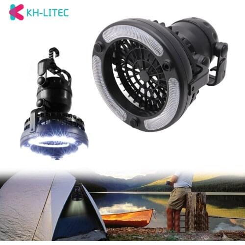KHLITEC 2 In 1 Camping Ceiling Fan Light Hanging Tent Lamp Lantern Outdoor 18 LED Emergency Lamp Portable Lantern Tent Light