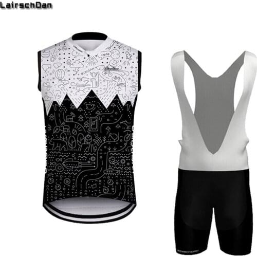 LairschDan Maillot Ciclismo Hombre Sin Mangas 2021 Summer Classic Black White Bicycle Vest Cycling Set Mountain Bike Gilet Wear