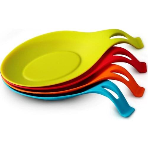 4PCS/set Kitchen Silicone Spoon Rest Kitchen Heat Resistant Silicone Spoon Rest Utensil Spatula Holder Kitchen Tool