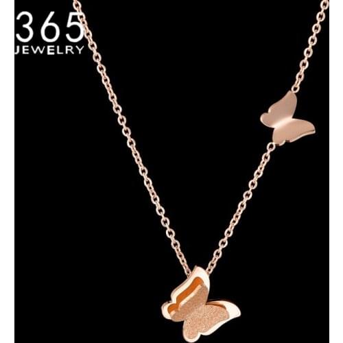 Fashion Butterfly Necklace New Style Jewellery Rose Gold Steel Color 316L Stainless Steel Pendant Necklace Party Gift For Girls