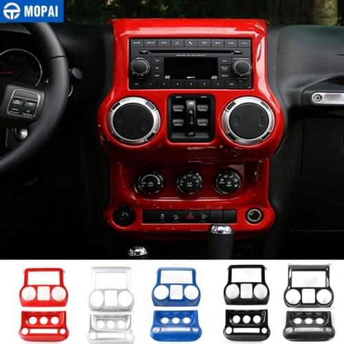 MOPAI ABS Car Center Console Dashboard Air Conditioner Switch Decoration Gear Panel Cover Sticker for Jeep Wrangler JK 2011