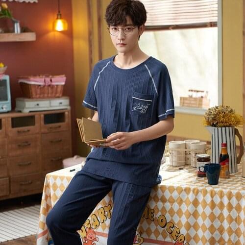 Men Pajamas Set Cartoon Cotton Nightwear Casual Sumemr Sleepwear Loose Plus Size Loungewear For Man Soft Comfortable Homewear