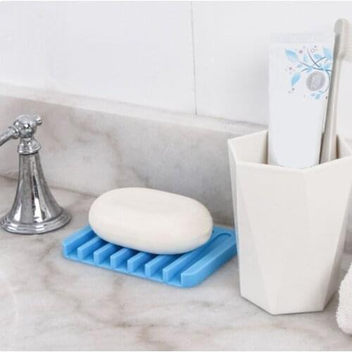 Soft Silicone Soap Dish Storage Holder Soap Box Plate Tray Drain Portable Creative Bathroom Anti-slip Soap Dishes Tray Tools