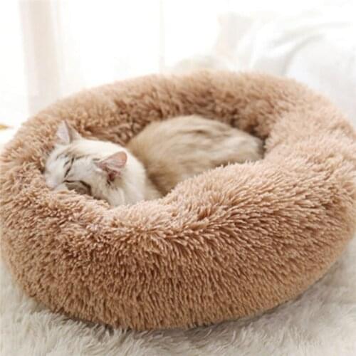 Soft Round Plush Cat Bed House Soft Long Plush Cat Bed Best Pet Bed For Small Dogs Cats Nest Winter Warm Sleeping Bed Puppy Mat