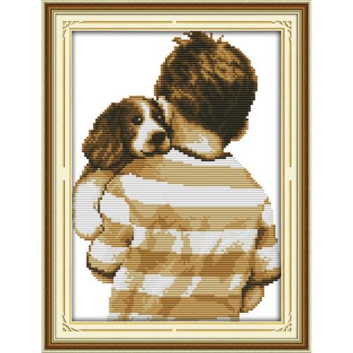 The dog with the master cross stitch kit people aida 18ct 14ct 11ct counted printed canvas set stitches embroidery handmade