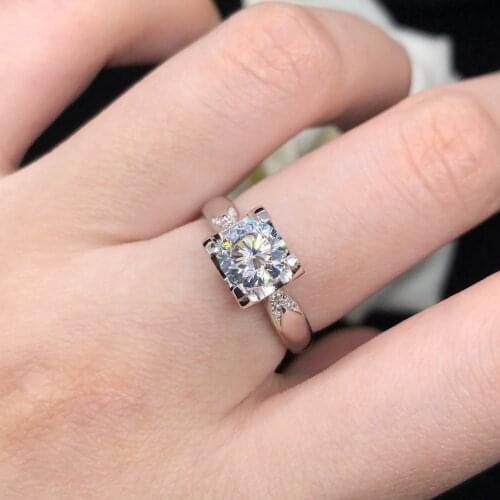 Test Positive by Tester 0.5Ct D Color VVS1 Moissanite Engagement Ring AU585 14K White Gold Ring High Quality Wedding Jewelry