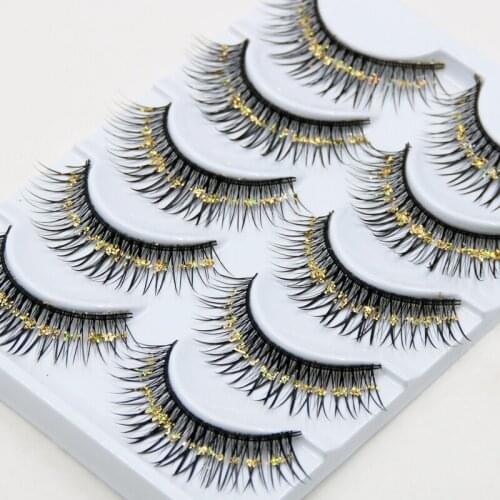 YOKPN Thick Colored False Eyelashes Exaggerated Gold Sequins Lashes Arts Stage Makeup Cross Section Sequins False Eyelashes