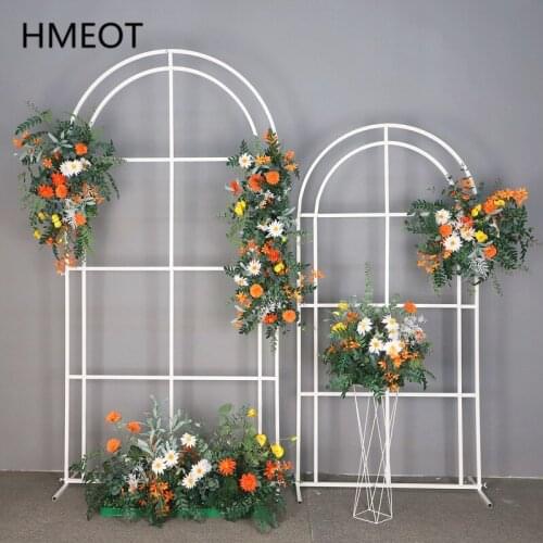 Wrought Iron Wedding Arch Props With Flower Row Set Party Stage Screen Decor Flower Stand Shelf Window Display Flower Ball Frame