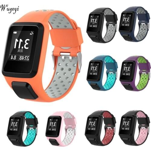 For TomTom Spark Series Runner2/3 Golfer2 Adventurer Watchband Two-Color Silicone Watch Strap Breathable