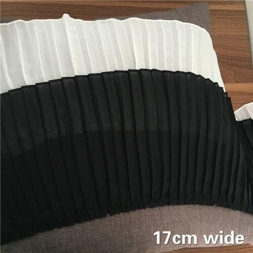 2020 Chiffon Accordion Wrinkled Lace DIY Clothing Skirt Hem Trim Fabric Trendy Clothes Decoration Black And White Dentelle