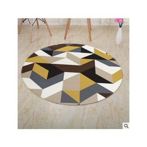 Nordic Geometric Pattern Round Carpets Gray White Children Play Tent Floor Mat For Living Room Cloakroom Computer Chair Area Rug