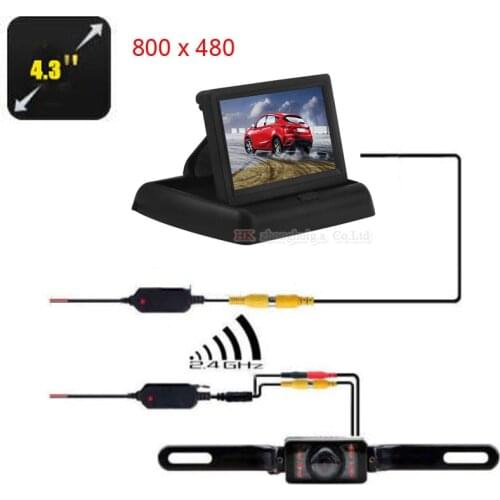 4.3 Inch tft LCD Car Foldable NTSC PAL Monitor Display Parking System for Wireless Car Reverse Camera IR LED Night Vision Kit