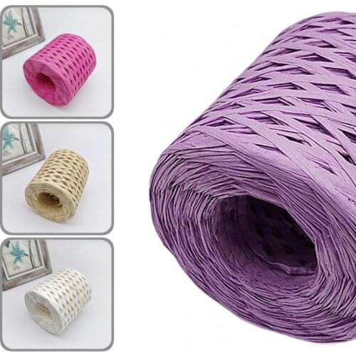 Lightweight 1 Roll Useful Hand-knitted Wrapping Raffia Straw Wrapping Gift Paper Yarn Delicate for Gift
