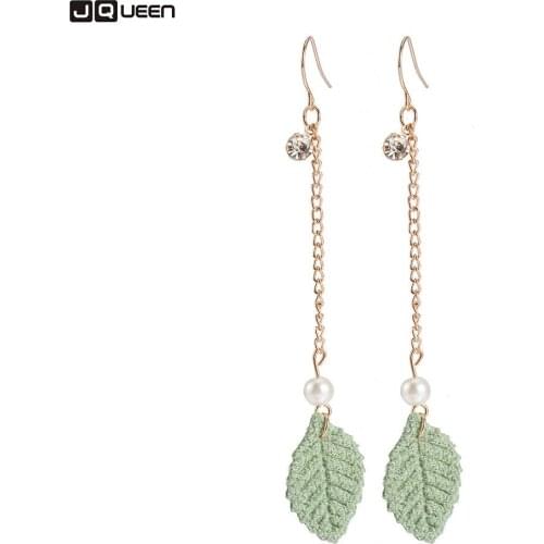 Temperament Multicolor Leaf Shape Crystal Earrings Long Fund Originality Earrings Eardrop Women Fashion Jewelry