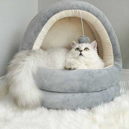 Warm Pet Dog Cat Bed Cushion House Collapsible Fleece Cute Pet Supplies Puppy Kitten Nest Kennel For Small Dog Cat Dropshipping