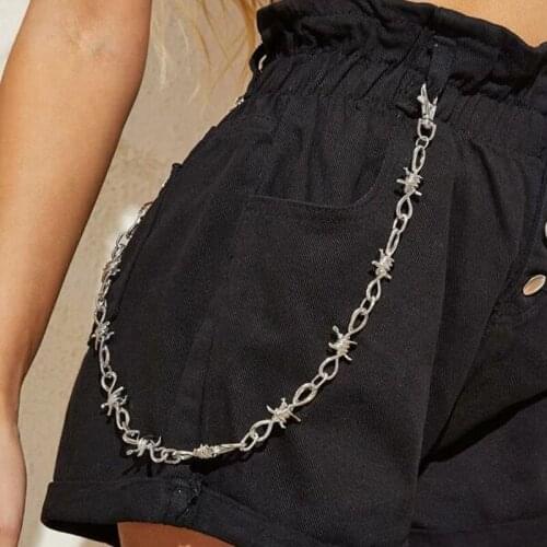 Hip Hop Thorns Waist Chain Trouser Metal Chain Belt Women Rock Punk Men Pants Chain Jeans Jewelry