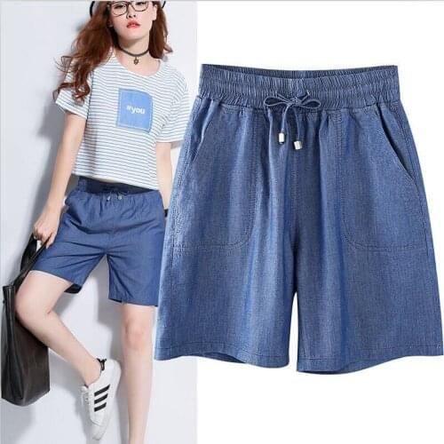 Euro Style Women Denim Shorts 2020 Solid All-Match Mid Waist Jeans Shorts With Pockets Casual Comfortable Shorts For Summer