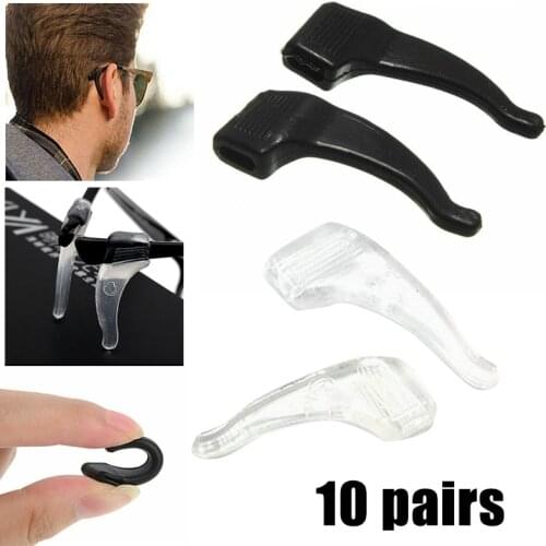 10 pairs Eyeglass Silicone Temple Tip For Glasses Spectacles Ear Hook Grip Anti Slip Eyes Glasses Holder Stops Eyewear Slipping