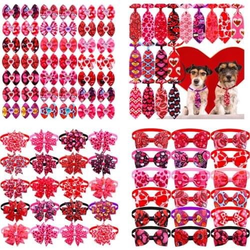 10pcs Valentines Day Pet Supplies Pet Dog Cat Bowtie Dog Collar Pink Small Dog Hair Accessories Pet Bow Ties For Small Dogs