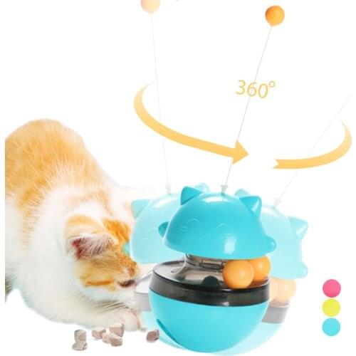 3 In 1 Interactive Pet Cat Toy Treat Ball Teaser Stick Food Dispenser Slow Feeder Playing Training Toys For Activity Kitten