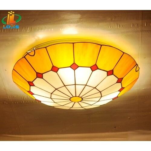 40CM warm pink simple balcony ceiling Tiffany stained glass lamp children Nordic princess bedroom den entrance lighting