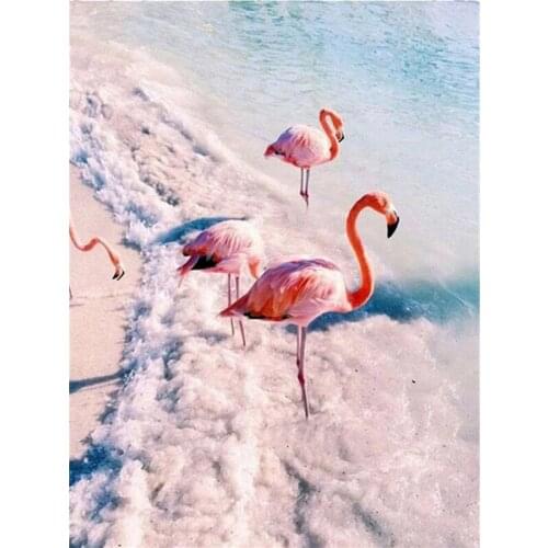 5D DIY Diamond Painting Flamingos Art Rhinestone Diamond Embroidery Animal Mosaic Seaside Cross Stitch Decor for Home