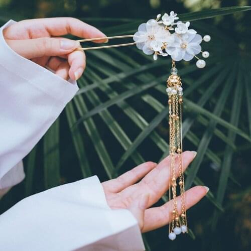 Han Chinese Clothing Hair Accessories Hairpin Fairy Tassel Beautiful Hair Claw Hairpin Archaistic Headdress Ancient Costume