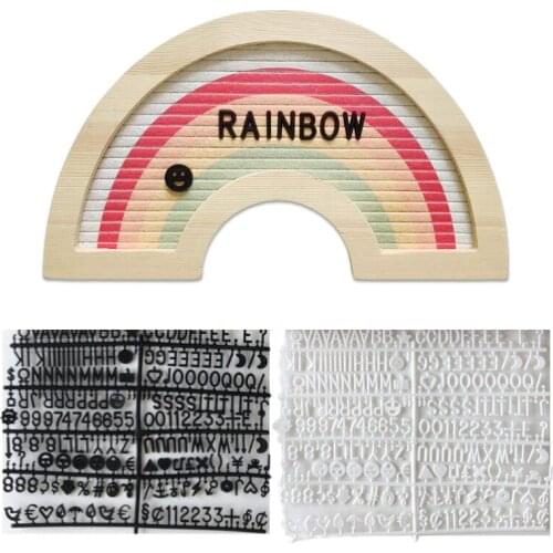 Rustic Wood Frame Rainbow Felt Letter Board with Changeable Letters Sign Message Board E56C