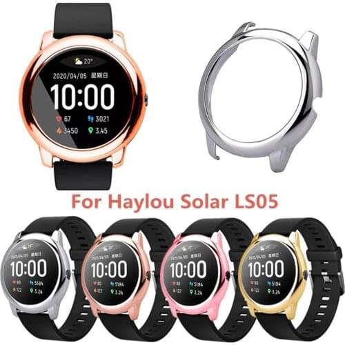 Electroplate PC Case Cover Frame Protector For Xiaomi Haylou Solar LS05 Smart Watch Band Bracelets Accessories Skin Shell