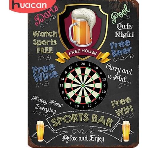 HUACAN DIY Full Square Round Diamond Painting Wine Diamond Embroidery Blackboard Mosaic Rhinestone Text Home Decor