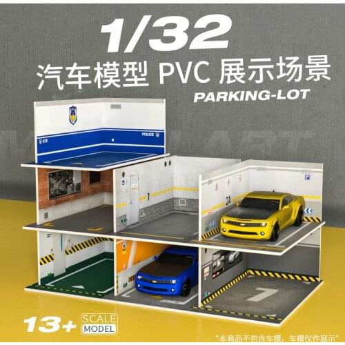 1:32 stitching simulation car garage model PVC parking lot model scene acrylic display box with lighting decoration