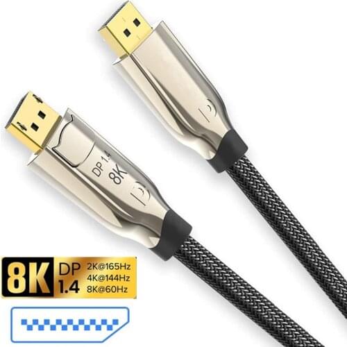 Displayport Cable 8K DP 1.4 Display Port Cable For Xiaomi TV Box PS4 Audio Video Cable PC Laptop Projector 1m 2m 3m 5m DP Cable