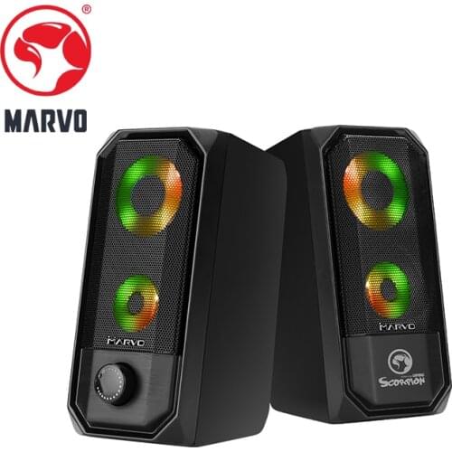 Marvo SG-265P Gaming Speaker 2.0 Stereo RGB 7-Color Lighting With Rainbow Effects High-quality Clean And Accurate Sound