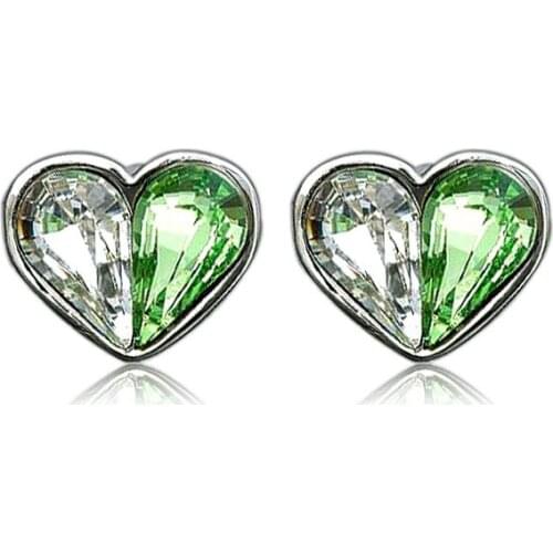 Cute Heart Shape Design 925 Sterling Silver Stud Earrings For Women Fashion Bi-color Crystal Jewelry Earring LE506033