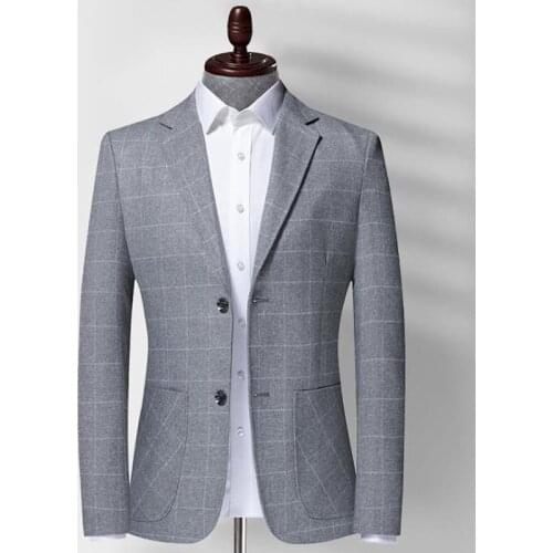 Spring Plaid Suit Spring Mens Slim Checked Blazer Business Suits Men Check Coat Outerwear Mens Clothing Tops Plus Size XXXL