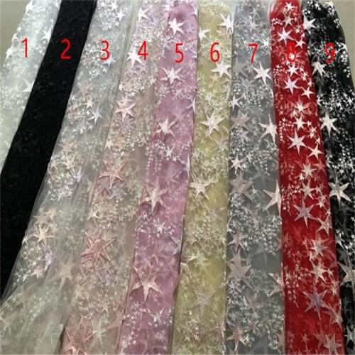 Latest Nigerian Tulle Embroidered Lace Fabric African 2019 High Quality 3D Shining Star French Fabric