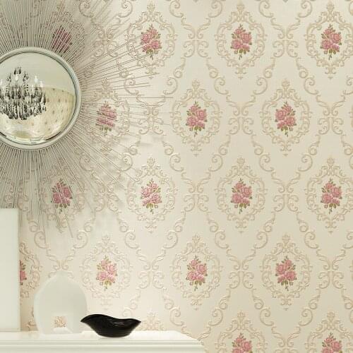 Beibehang wallpaper Classic Damascus non-woven fabric wallpaper 3D stereo European-style garden bedroom furniture wallpaper