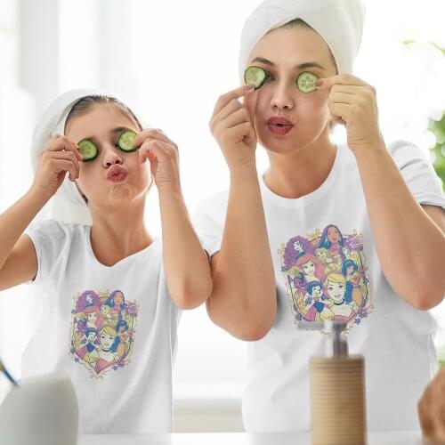 Disney Family Matching Clothes Princesses Kawaii Printing Summer New Products Fashion Casual Color Adult Unisex T-Shirts Comfort