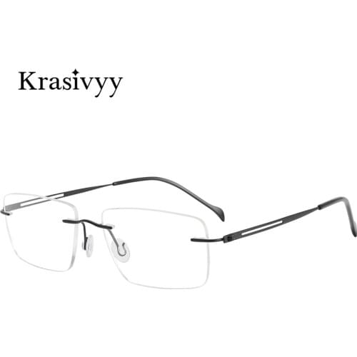 Krasivyy Square Rimless Glasses Frame Men Ultralight Myopia Optical Prescription Eyeglasses Women B Titanium Screwless Eyewear